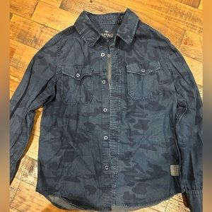 Boys Buffalo button shirt, blue camo style size M